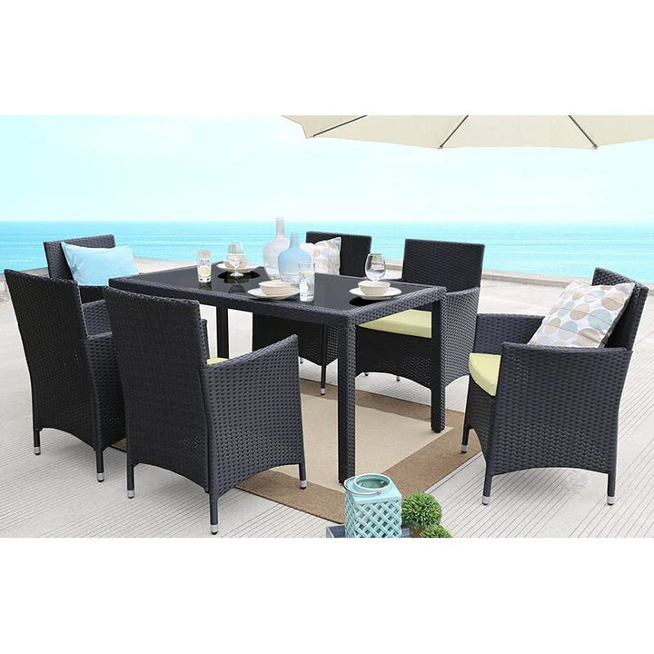 Virasat Lombardo Outdoor Patio Dining Set 6 Chairs and 1 Table (Black)