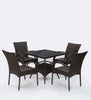 Virasat Outdoor Patio Seating Set 4 Chairs and 1 Table Set (Dark Brown)-VIRASAT FURNITURE & FURNISHING