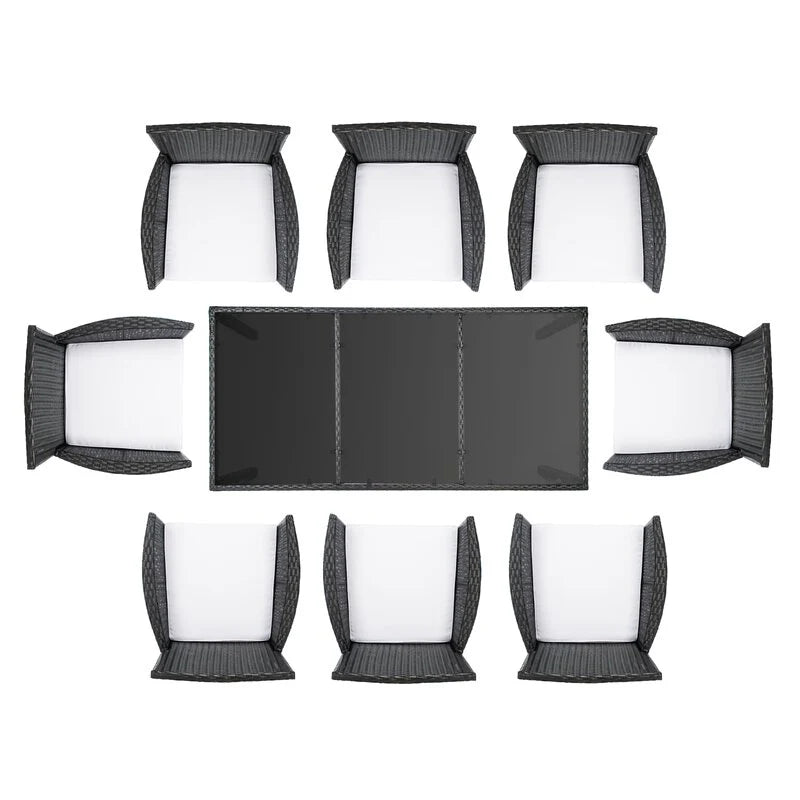 Virasat Outdoor Patio Dining Set 8 Chairs and 1 Table (Black)-VIRASAT FURNITURE & FURNISHING
