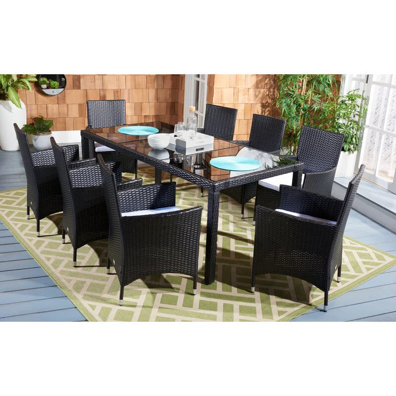 Virasat Outdoor Patio Dining Set 8 Chairs and 1 Table (Black)-VIRASAT FURNITURE & FURNISHING