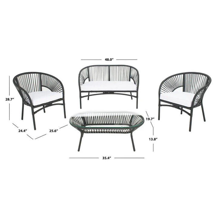 Virasat Amedea Outdoor Sofa Set 2 Seater , 2 Single seater and 1 Center Table (Black + White)