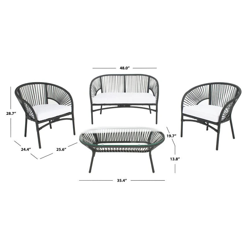 Virasat Outdoor Sofa Set 2 Seater, 2 Single Seater and 1 Center Table (Black + White)-VIRASAT FURNITURE & FURNISHING