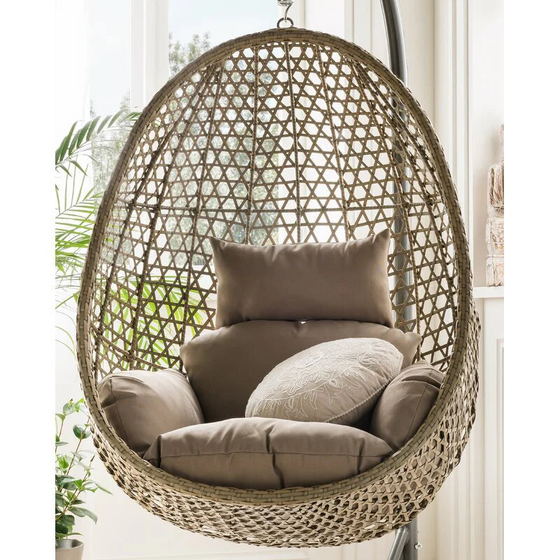Virasat Single Seater Hanging Swing With Stand For Balcony, Garden Swing (Gold)-VIRASAT FURNITURE & FURNISHING