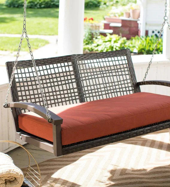 Virasat Double Seater Hanging Swing Without Stand For Balcony, Garden Swing (Dark Brown)-VIRASAT FURNITURE & FURNISHING