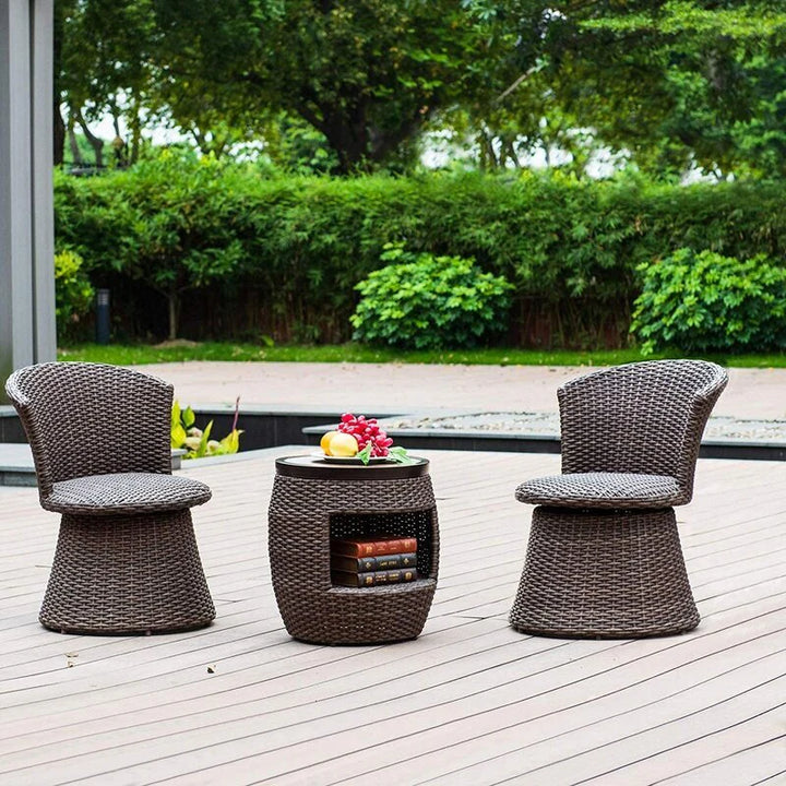 Virasat Sandy Outdoor Patio Seating Set 2 Chairs and 1 Table Set (Brown)