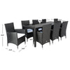Virasat Outdoor Patio Dining Set 8 Chairs and 1 Table (Black)-VIRASAT FURNITURE & FURNISHING