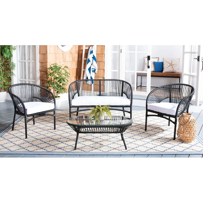 Virasat Outdoor Sofa Set 2 Seater, 2 Single Seater and 1 Center Table (Black + White)-VIRASAT FURNITURE & FURNISHING