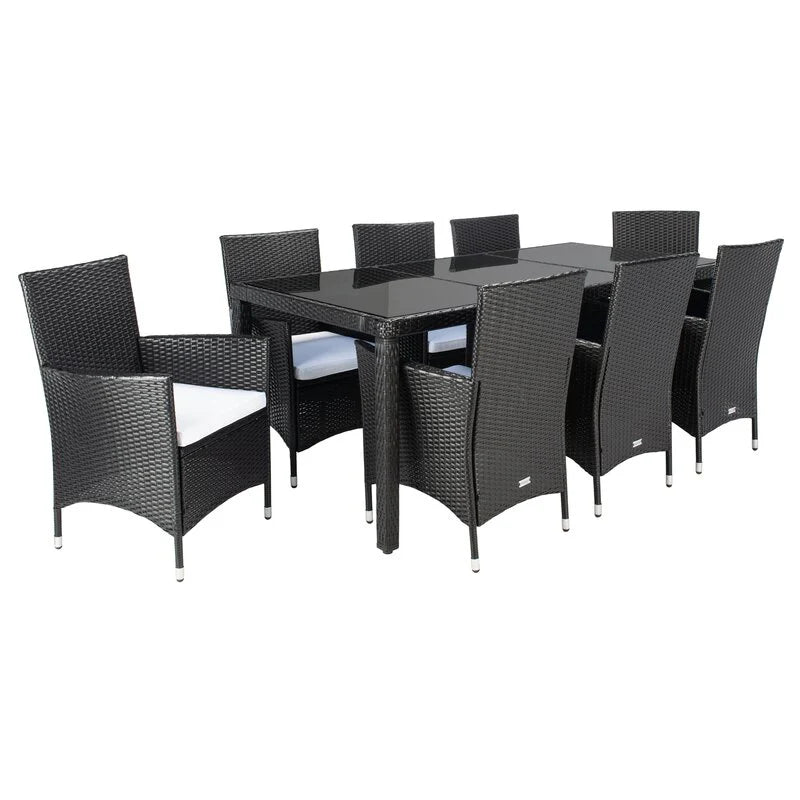 Virasat Filiberto Outdoor Patio Dining Set 8 Chairs and 1 Table (Black)