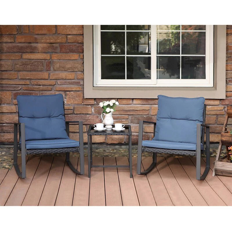 Virasat Outdoor Patio Seating Set 2 Chairs and 1 Table Set (Black)-VIRASAT FURNITURE & FURNISHING