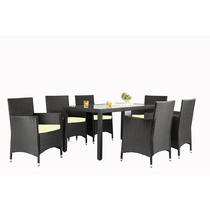 Virasat Lombardo Outdoor Patio Dining Set 6 Chairs and 1 Table (Black)