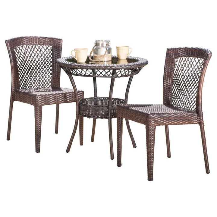 Virasat Remy Outdoor Patio Seating Set 2 Chairs and 1 Table Set (Brown)