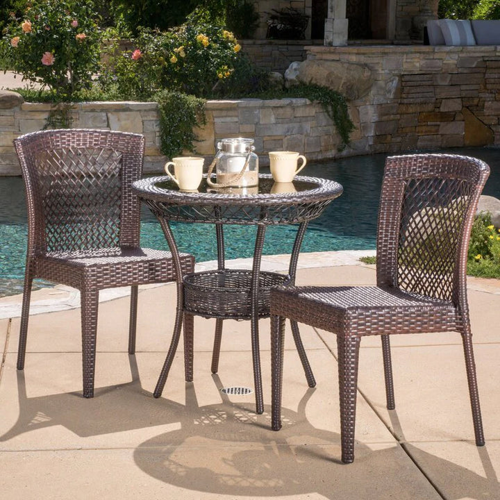 Virasat Remy Outdoor Patio Seating Set 2 Chairs and 1 Table Set (Brown)