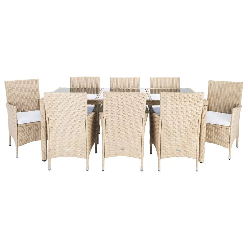 Virasat Moze Outdoor Patio Dining Set 8 Chairs and 1 Table (Beige)