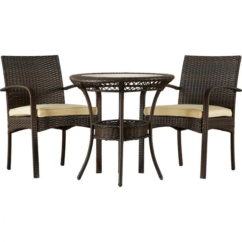 Virasat Outdoor Patio Seating Set 2 Chairs and 1 Table Set (Brown)-VIRASAT FURNITURE & FURNISHING