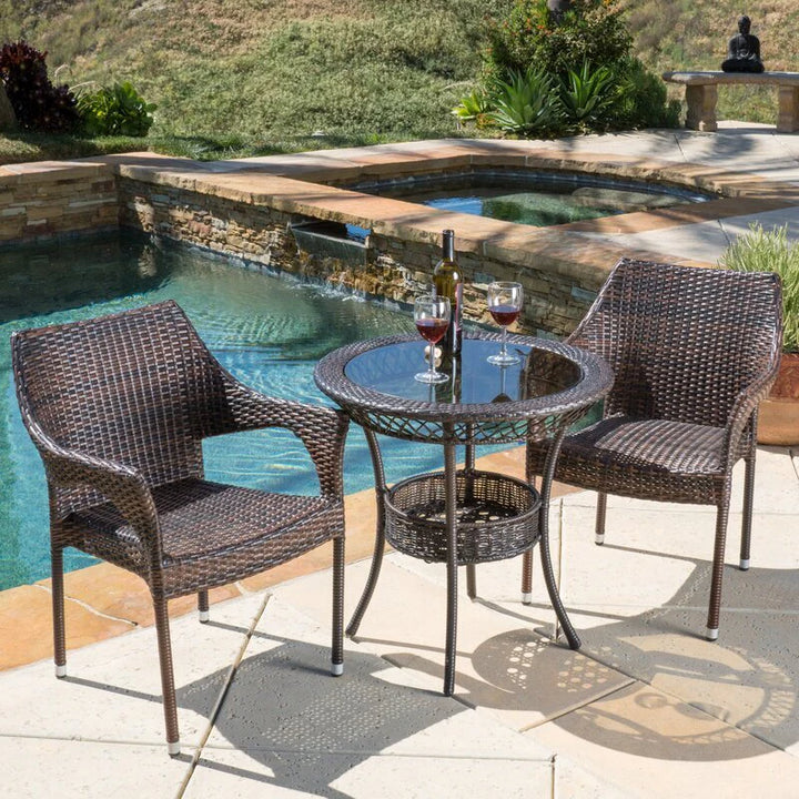 Virasat Chau Outdoor Patio Seating Set 2 Chairs and 1 Table Set (Dark Brown)