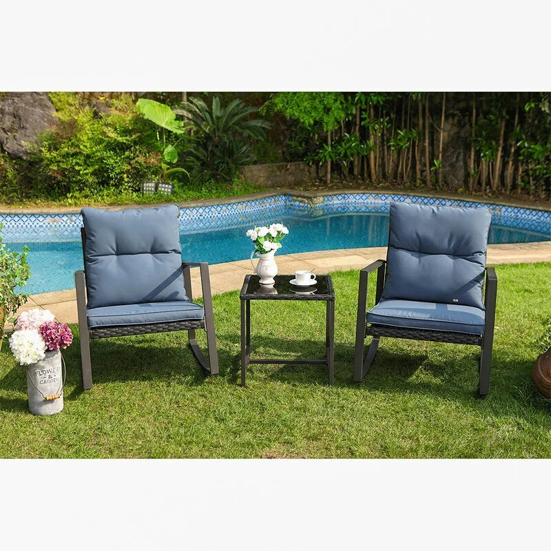 Virasat Outdoor Patio Seating Set 2 Chairs and 1 Table Set (Black)-VIRASAT FURNITURE & FURNISHING