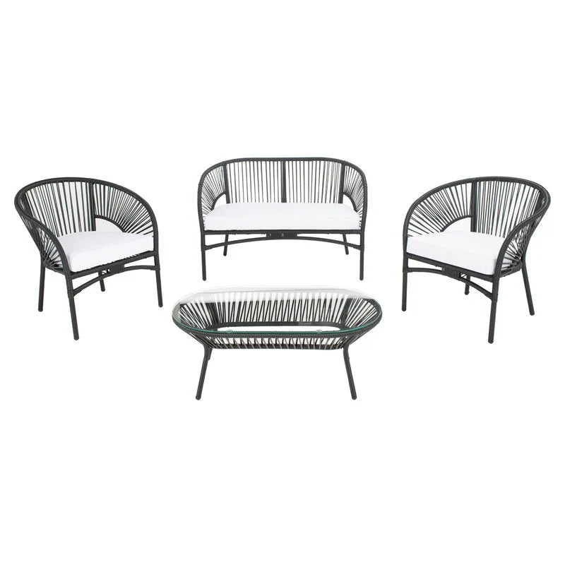 Virasat Amedea Outdoor Sofa Set 2 Seater , 2 Single seater and 1 Center Table (Black + White)