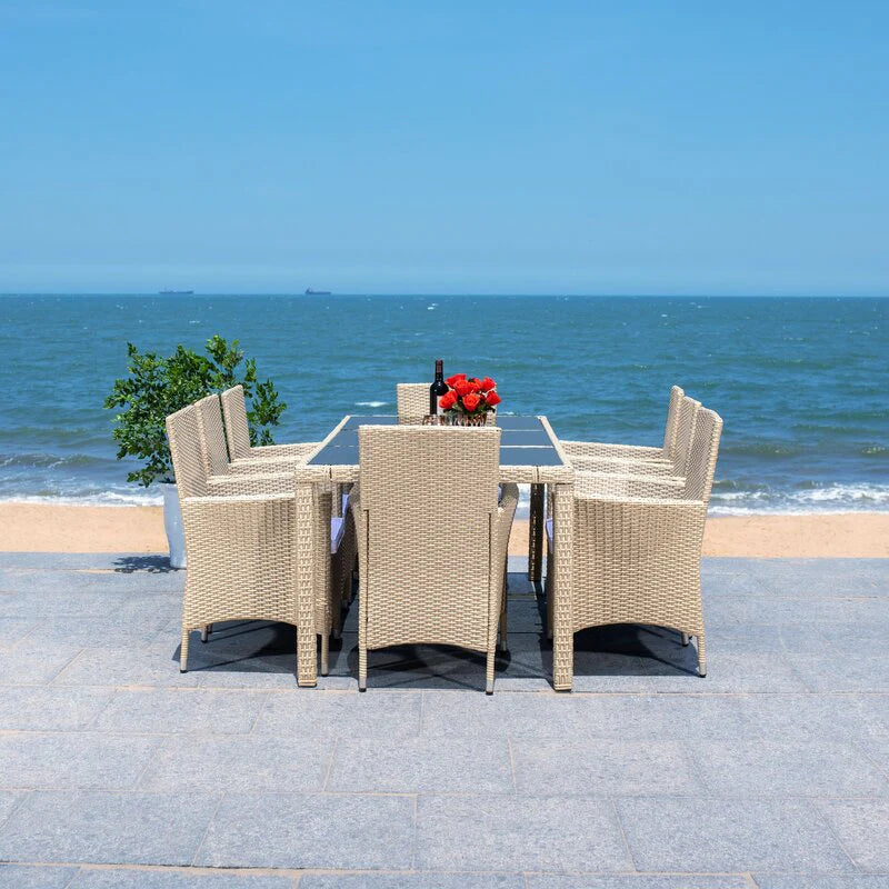 Virasat Outdoor Patio Dining Set 8 Chairs and 1 Table (Beige)-VIRASAT FURNITURE & FURNISHING