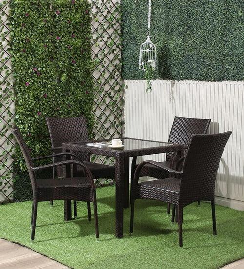 Virasat Outdoor Patio Seating Set 4 Chairs and 1 Table Set (Dark Brown)-VIRASAT FURNITURE & FURNISHING