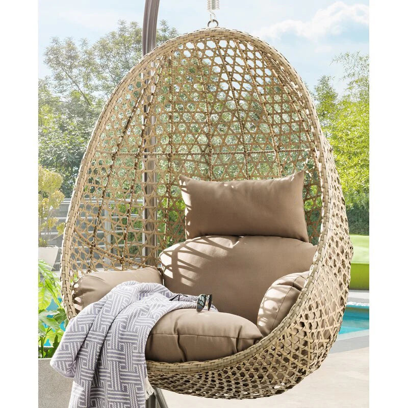 Virasat Single Seater Hanging Swing With Stand For Balcony, Garden Swing (Gold)-VIRASAT FURNITURE & FURNISHING