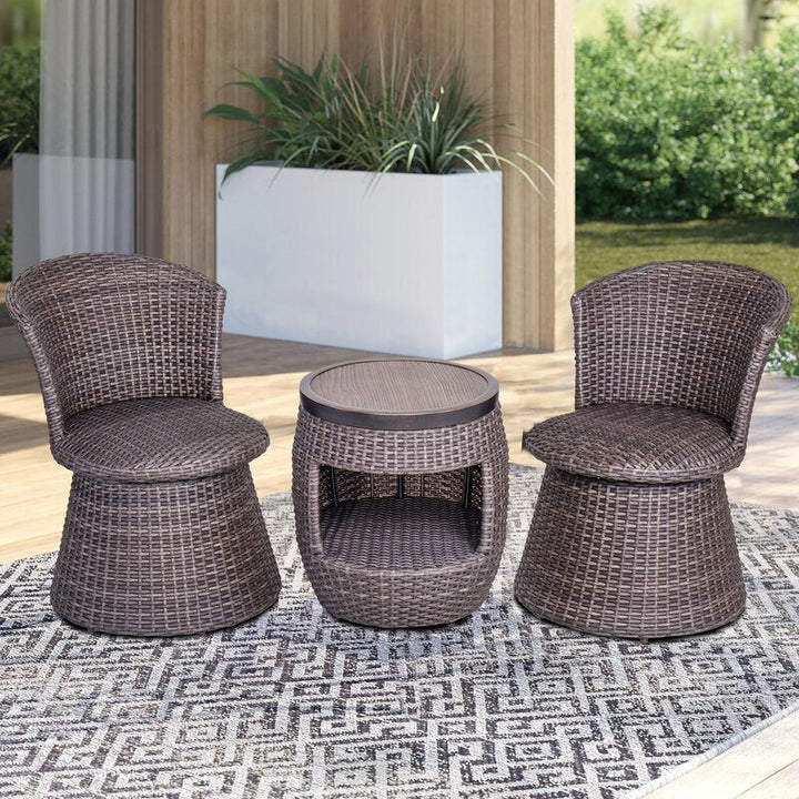 Virasat Sandy Outdoor Patio Seating Set 2 Chairs and 1 Table Set (Brown)