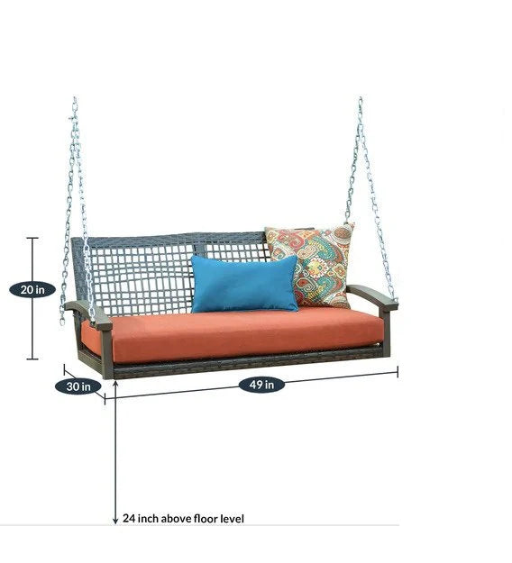 Virasat Double Seater Hanging Swing Without Stand For Balcony, Garden Swing (Dark Brown)-VIRASAT FURNITURE & FURNISHING