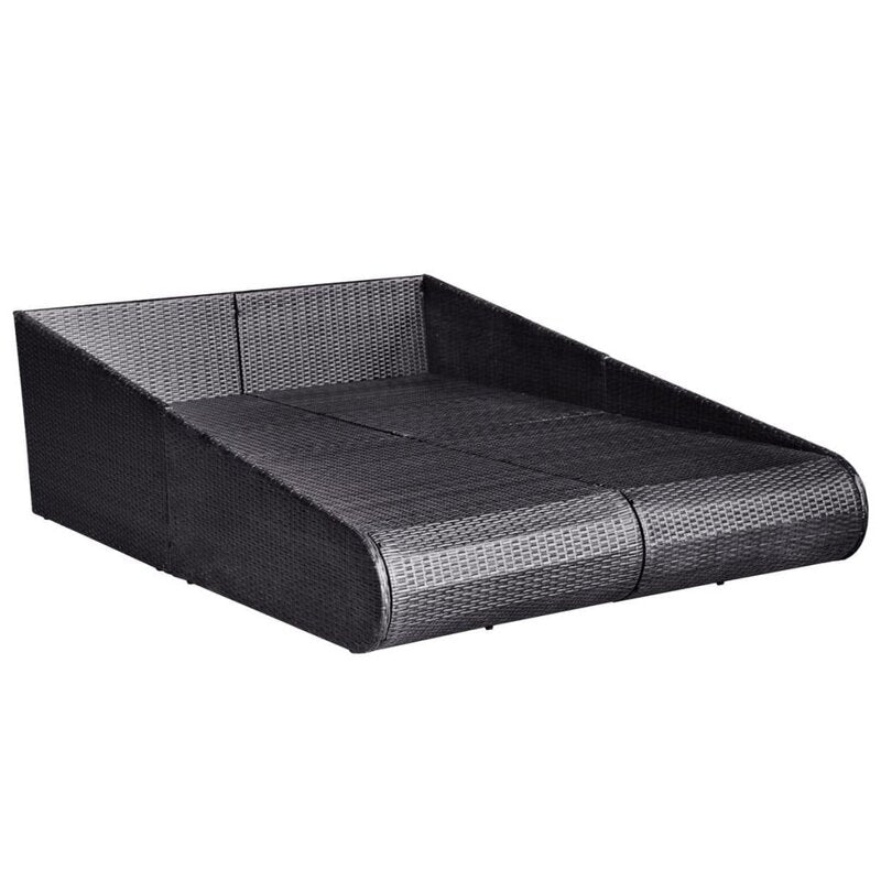 Virasat Outdoor Poolside Sunbed With Cushion Daybed (Black/Brown)-VIRASAT FURNITURE & FURNISHING