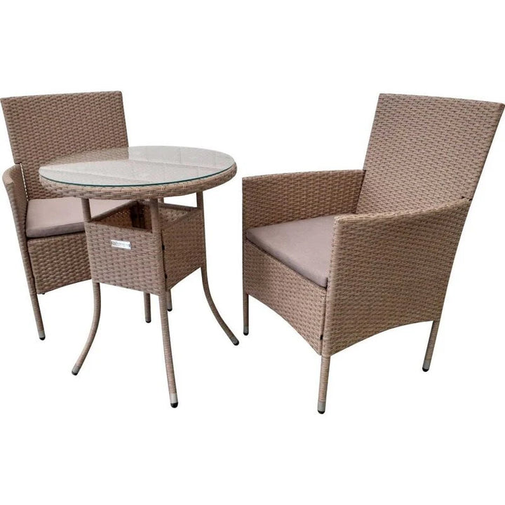 Virasat Archie Outdoor Patio Seating Set 2 Chairs and 1 Table Set (Cream)