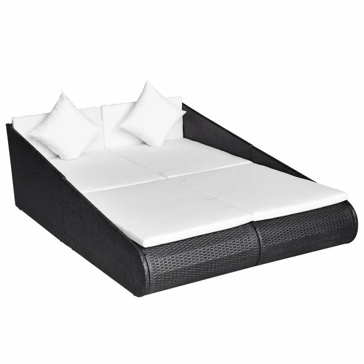 Virasat Outdoor Poolside Sunbed With Cushion Daybed (Black/Brown)-VIRASAT FURNITURE & FURNISHING