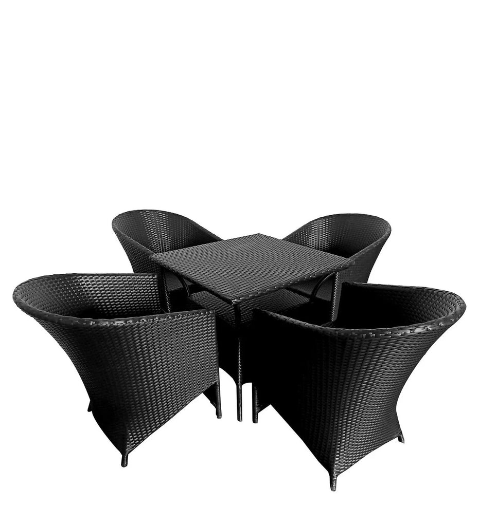 Virasat Outdoor Patio Seating Set 4 Chairs and 1 Table Set (Black)-VIRASAT FURNITURE & FURNISHING