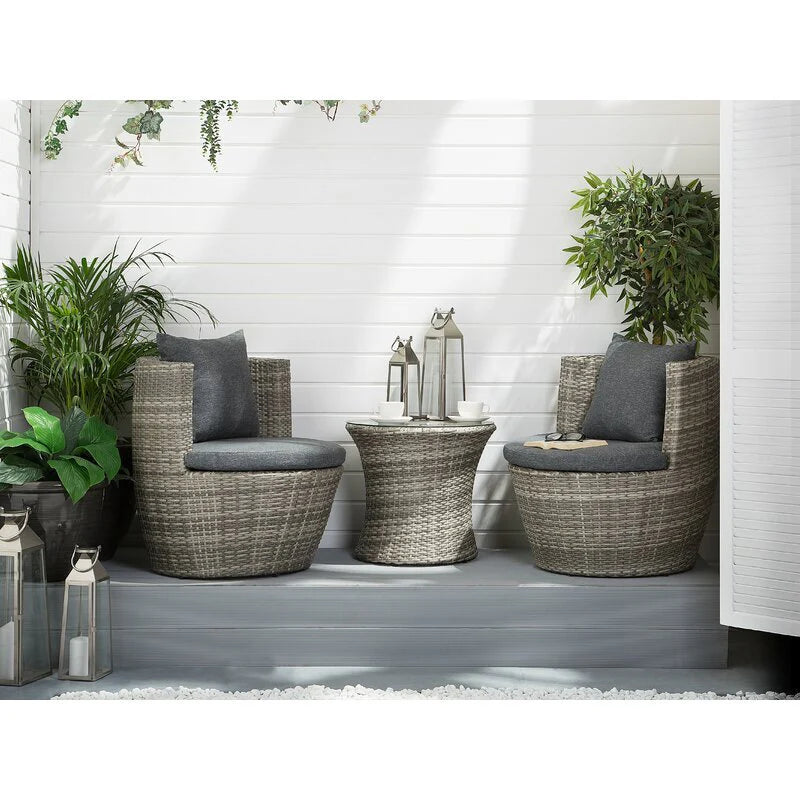 Virasat Outdoor Patio Seating Set 2 Chairs 1 Table Seashell-VIRASAT FURNITURE & FURNISHING