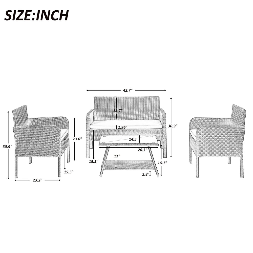 Virasat Outdoor Sofa Set 2 Seater, 2 Single Seater and 1 Center Table (Brown)-VIRASAT FURNITURE & FURNISHING