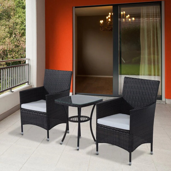 Virasat Bea Outdoor Patio Seating Set 2 Chairs and 1 Table Set (Black)