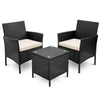 Virasat Outdoor Patio Seating Set 2 Chairs 1 Table Black-VIRASAT FURNITURE & FURNISHING