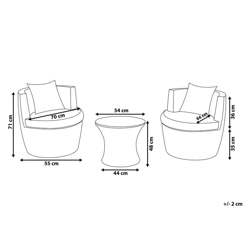 Virasat Outdoor Patio Seating Set 2 Chairs 1 Table Seashell-VIRASAT FURNITURE & FURNISHING