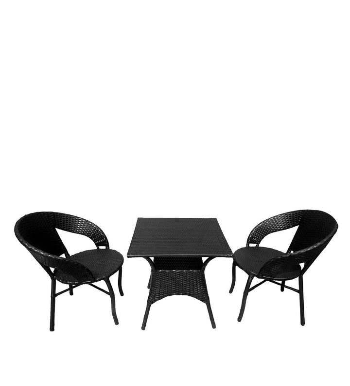 Virasat Trudy Outdoor Patio Seating Set 2 Chairs and 1 Table Set (Black)