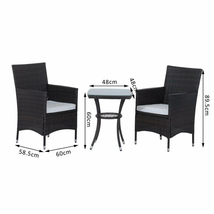 Virasat Bea Outdoor Patio Seating Set 2 Chairs and 1 Table Set (Black)