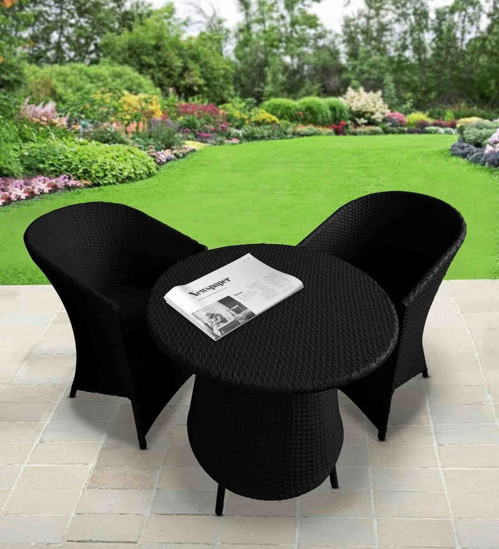 Virasat Nell Outdoor Patio Seating Set 2 Chairs and 1 Table Set (Black)