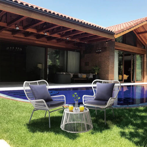 Virasat Outdoor Patio Seating Set 2 Chairs 1 Table Silver-VIRASAT FURNITURE & FURNISHING