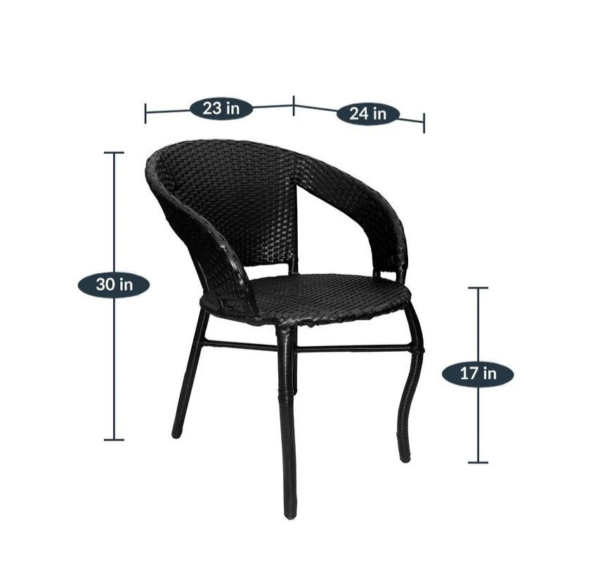 Virasat Outdoor Patio Seating Set 4 Chairs and 1 Table Set (Black)-VIRASAT FURNITURE & FURNISHING