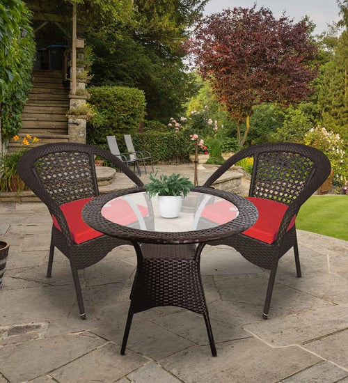 Virasat Outdoor Patio Seating Set 2 Chairs and 1 Table Set (Brown)-VIRASAT FURNITURE & FURNISHING