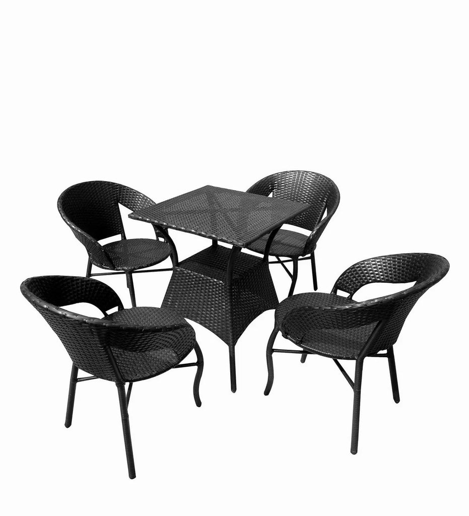 Virasat Outdoor Patio Seating Set 4 Chairs and 1 Table Set (Black)-VIRASAT FURNITURE & FURNISHING