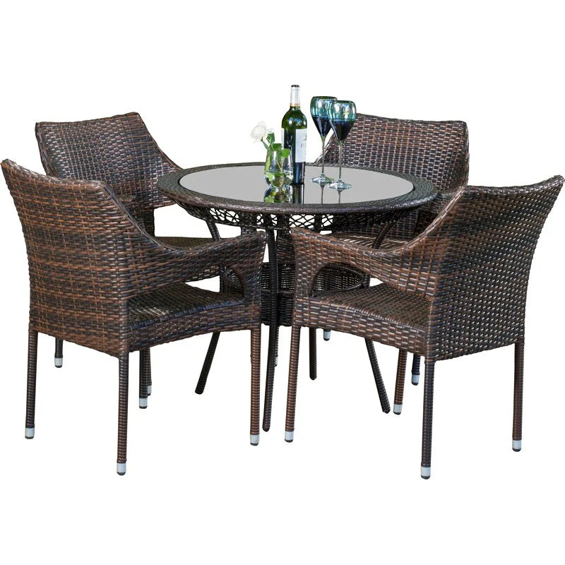 Virasat Donini Outdoor Patio Dining Set 4 Chairs and 1 Table (Brown)