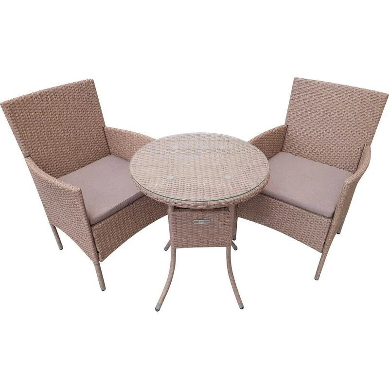 Virasat Archie Outdoor Patio Seating Set 2 Chairs and 1 Table Set (Cream)