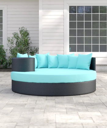 Virasat Outdoor Poolside Sunbed With Cushion Daybed (Black)-VIRASAT FURNITURE & FURNISHING