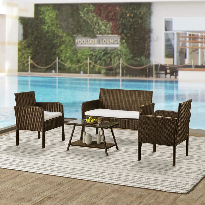 Virasat Proulx Outdoor Sofa Set 2 Seater, 2 Single seater and 1 Center Table (Brown)