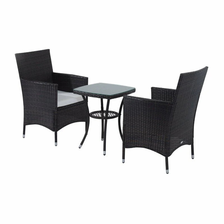 Virasat Bea Outdoor Patio Seating Set 2 Chairs and 1 Table Set (Black)