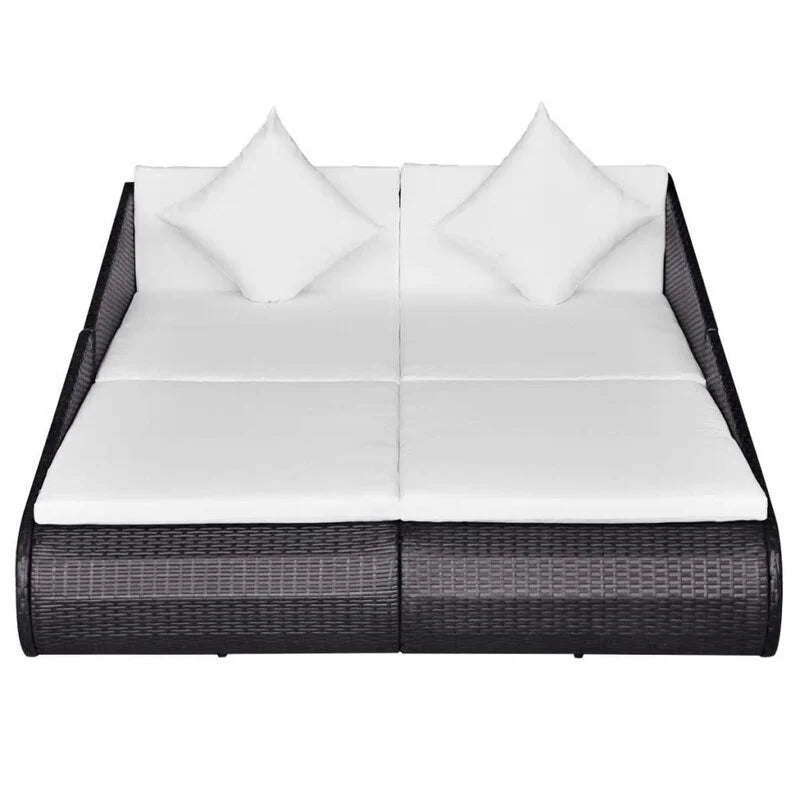 Virasat Manna Outdoor Poolside Sunbed With Cushion Daybed (Black/Brown)