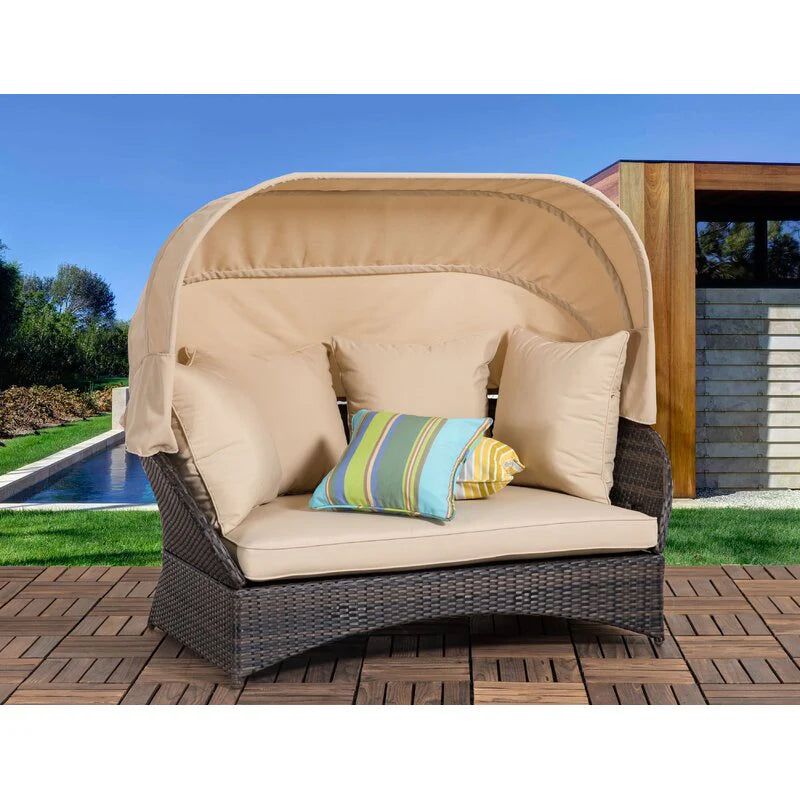 Virasat Outdoor Poolside Sunbed With Cushion Daybed (Brown)-VIRASAT FURNITURE & FURNISHING