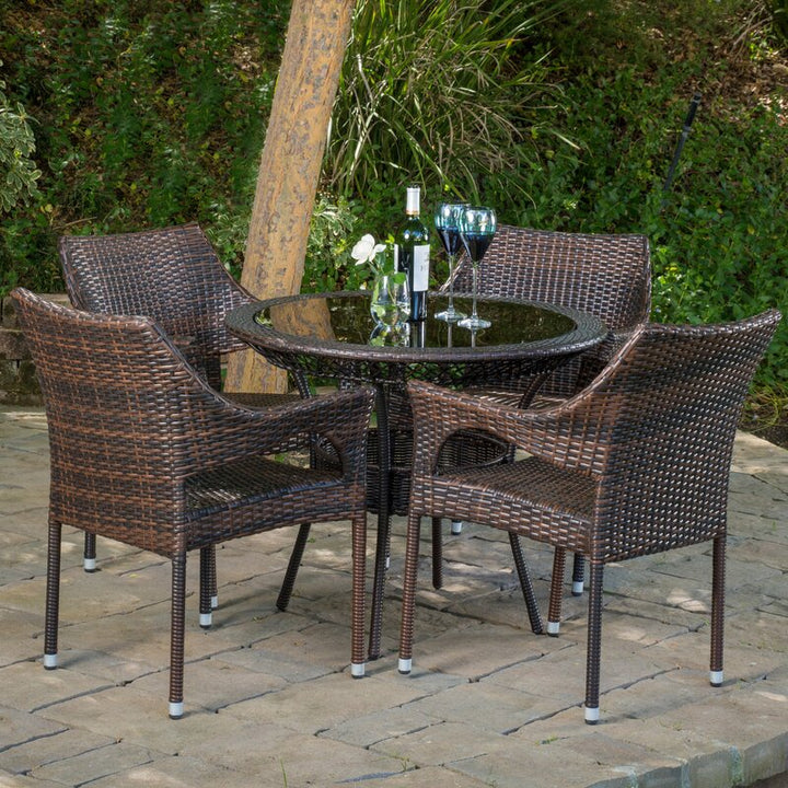 Virasat Donini Outdoor Patio Dining Set 4 Chairs and 1 Table (Brown)